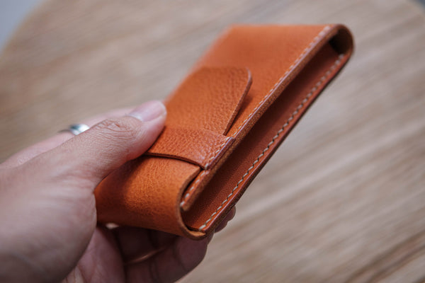 Orange-brown Minerva Box Vegetable tanned Leather Watch Pouch (Type B)