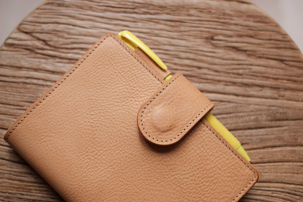 A6/Hobonichi/Midori MD Natural Snap Closure Pebbled Leather Notebook Cover
