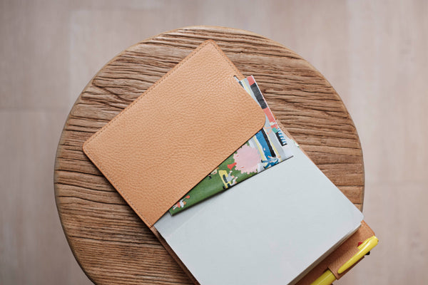A6/Hobonichi/Midori MD Natural Snap Closure Pebbled Leather Notebook Cover