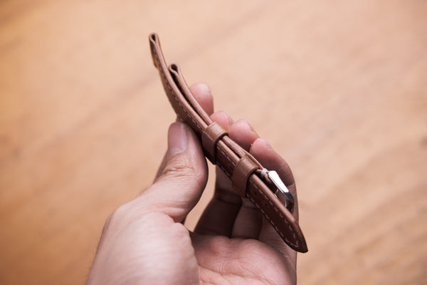 Natural Horween Shell Cordovan Leather Tapered Basic Watch Strap (18, 20, 22 and 24 mm) - Malloria