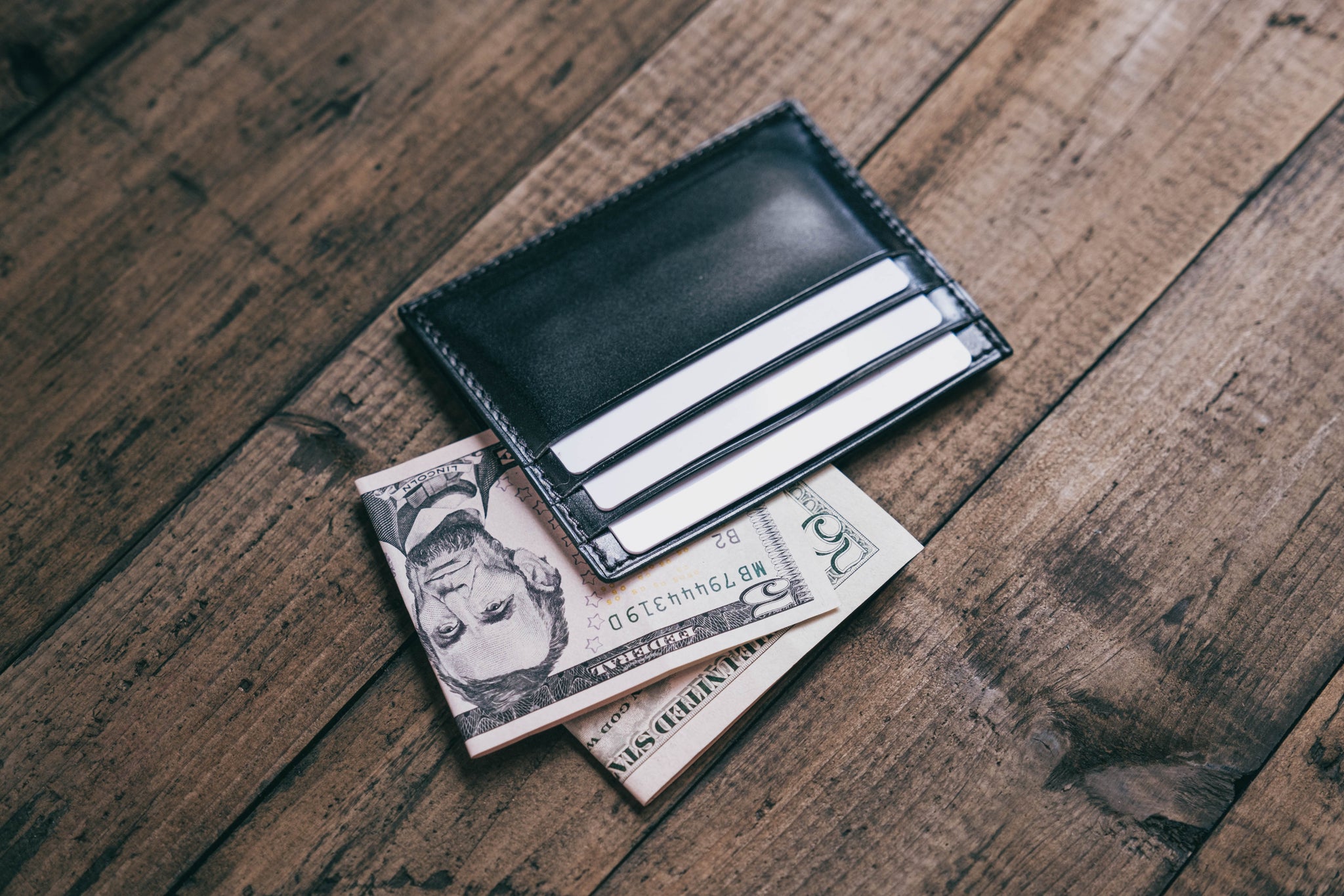 Shell Cordovan Side-Opening Leather Card Wallet