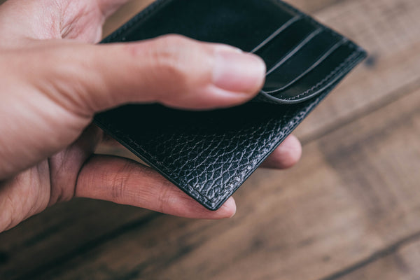 Shell Cordovan Side-Opening Leather Card Wallet