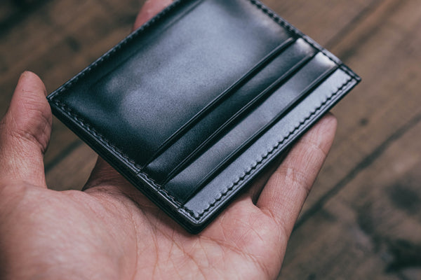 Shell Cordovan Side-Opening Leather Card Wallet