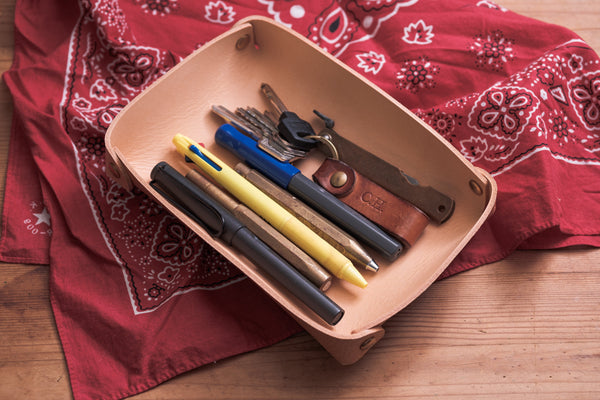Natural Leather Rectangular Catchall Tray - Malloria
