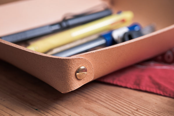 Natural Leather Rectangular Catchall Tray - Malloria