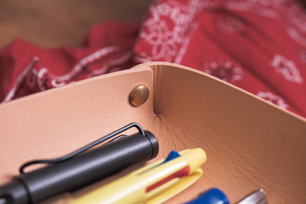 Natural Leather Rectangular Catchall Tray - Malloria