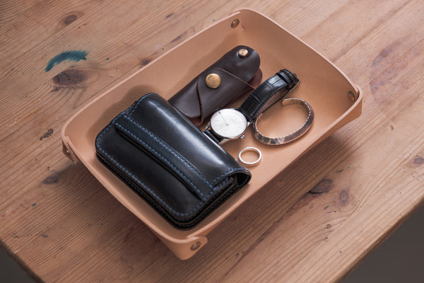 Natural Leather Rectangular Catchall Tray - Malloria