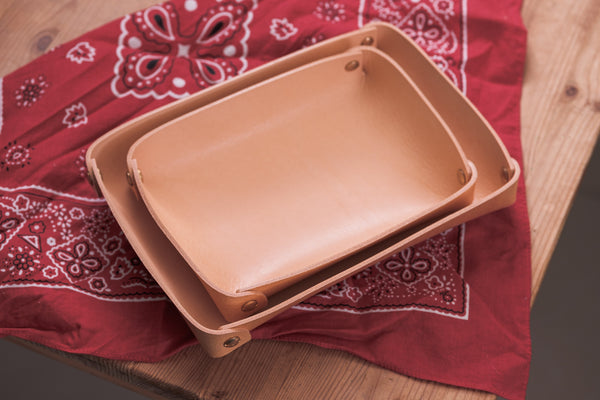 Natural Leather Rectangular Catchall Tray - Malloria