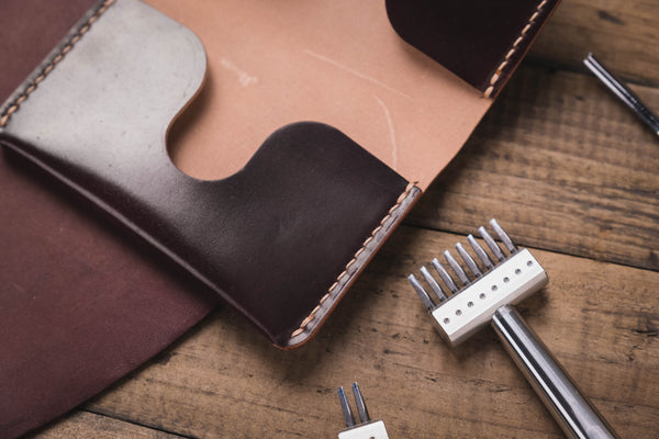 Horween Shell Cordovan Color No.8 Leather Folded Business Card Holder