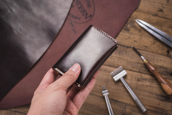 Horween Shell Cordovan Color No.8 Leather Folded Business Card Holder