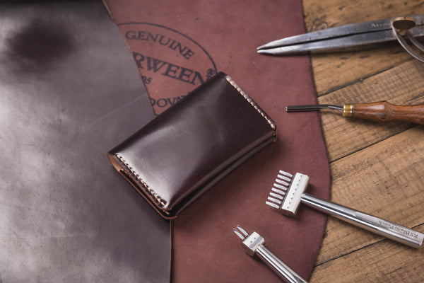 Horween Shell Cordovan Color No.8 Leather Folded Business Card Holder