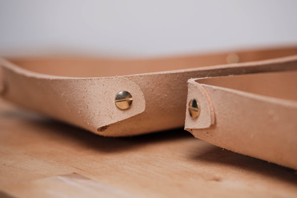 12 COLORS - Caramel Buttero Leather Rectangular Catchall Trays - Malloria