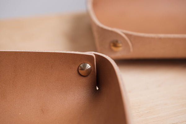 12 COLORS - Caramel Buttero Leather Rectangular Catchall Trays - Malloria