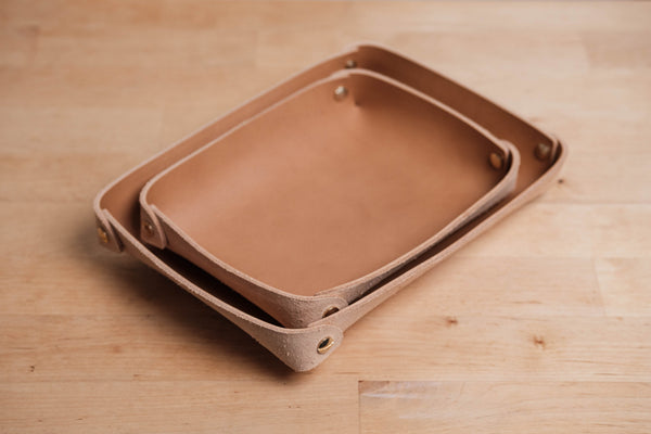 12 COLORS - Caramel Buttero Leather Rectangular Catchall Trays - Malloria