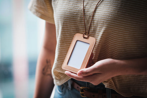 Natural Leather ID Card Holder (Tall)