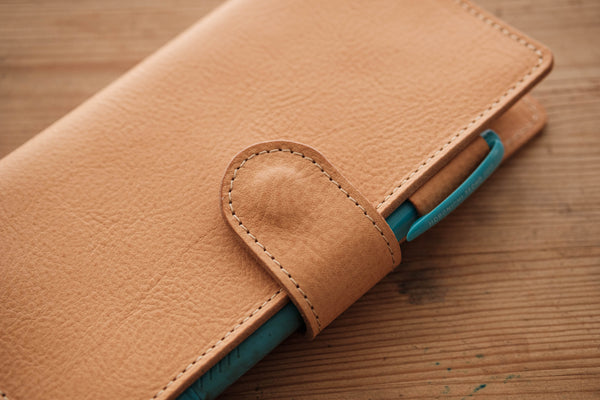 6 COLORS - Hobonichi Weeks Natural Snap Closure Pebbled Leather Notebook Cover - Malloria