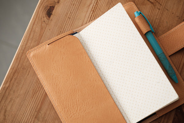6 COLORS - Hobonichi Weeks Natural Snap Closure Pebbled Leather Notebook Cover - Malloria