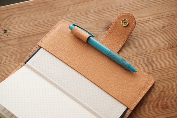 6 COLORS - Hobonichi Weeks Natural Snap Closure Pebbled Leather Notebook Cover - Malloria
