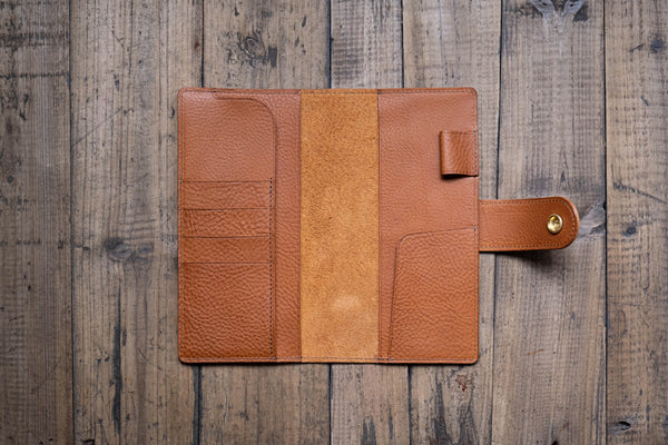 6 COLORS - Weeks Snap Closure Pebbled Leather Cover with Card Slots