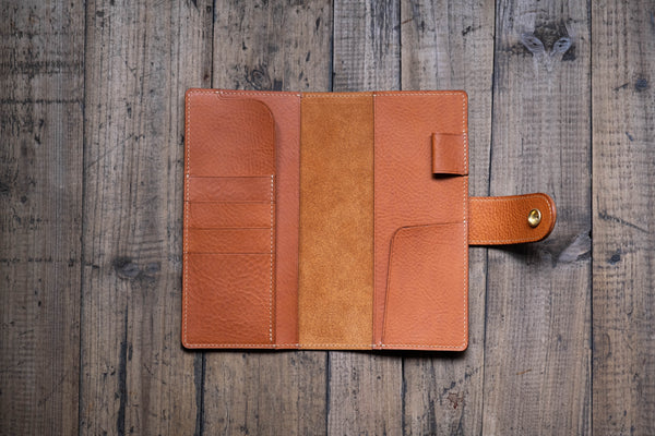 6 COLORS - Weeks Snap Closure Pebbled Leather Cover with Card Slots
