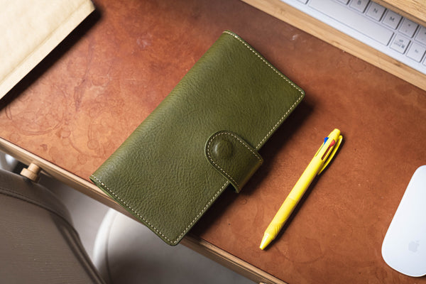 6 COLORS - Weeks Snap Closure Pebbled Leather Cover with Card Slots