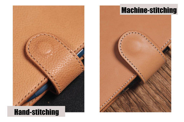 6 COLORS - B6/Stalogy Orange-brown Snap Closure Pebbled Leather Notebook Cover with Card Slots