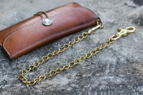 Solid Brass Wallet Chain with Trigger Snap