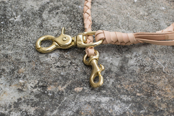 Round Braid Natural Vegetable-tanned Leather Wallet Rope with Trigger Snap