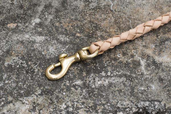 Round Braid Natural Vegetable-tanned Leather Wallet Rope with Trigger Snap