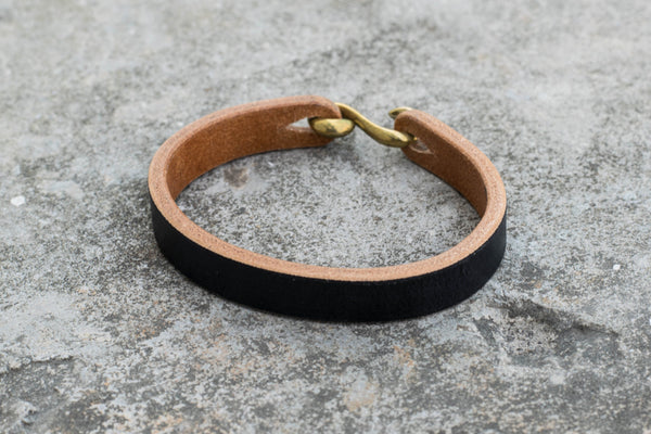 Black Vegetable-tanned Leather S Hook Bracelet