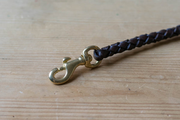 Round Braid Dark Brown Vegetable-tanned Leather Wallet Rope (Trigger Snap)