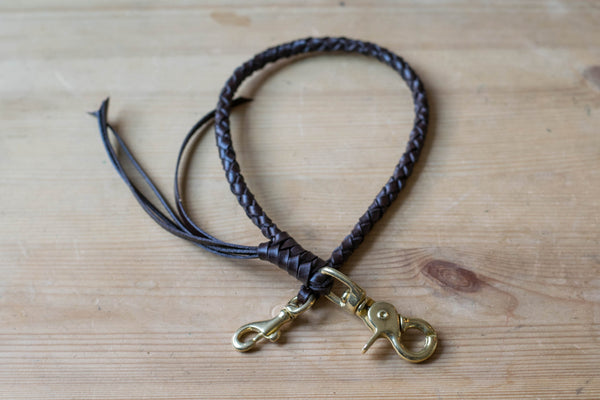 Round Braid Dark Brown Vegetable-tanned Leather Wallet Rope (Trigger Snap)