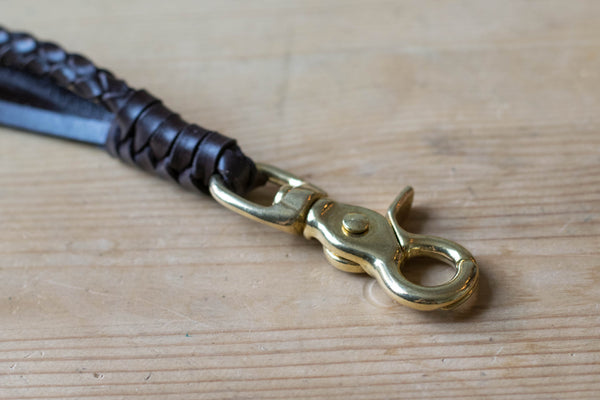 Round Braid Dark Brown Vegetable-tanned Leather Wallet Rope (Trigger Snap)