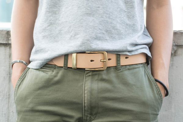 CUSTOMIZABLE - 4 COLORS Natural Vegetable-tanned Leather Standard Belt (1.5 inch, 38 mm wide)