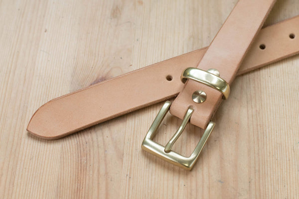 5 COLORS - Natural Vegetable-tanned Leather Dress Belt (30 mm wide) - Malloria