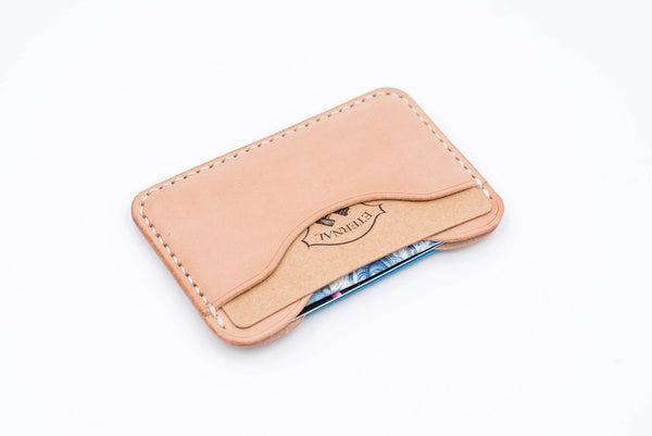 Natural 3-Pocket Leather Card Wallet