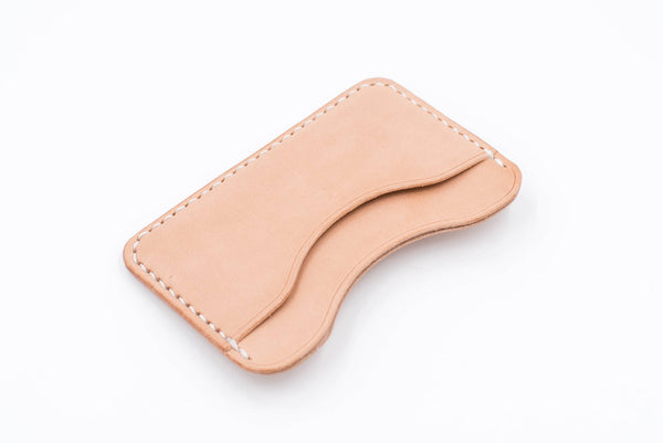 Natural 3-Pocket Leather Card Wallet