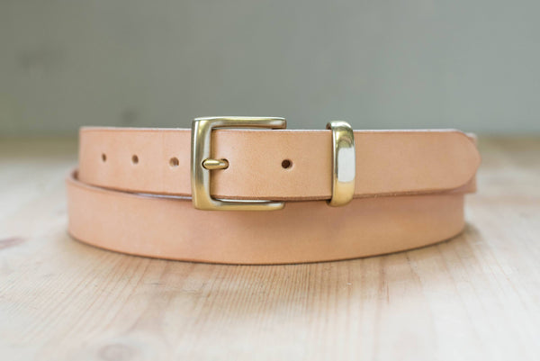 5 COLORS - Natural Vegetable-tanned Leather Dress Belt (30 mm wide) - Malloria
