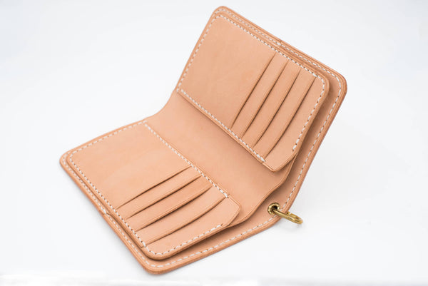 Natural Leather Middle Billfold Wallet for men