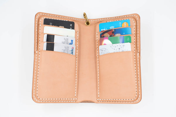 Natural Leather Middle Billfold Wallet for men