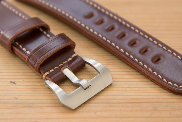 Burgundy Shell Cordovan Leather Standard Tapered Watch Strap for Panerai (22, 24 or 26 mm)