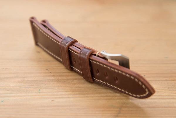 Burgundy Shell Cordovan Leather Standard Tapered Watch Strap for Panerai (22, 24 or 26 mm)