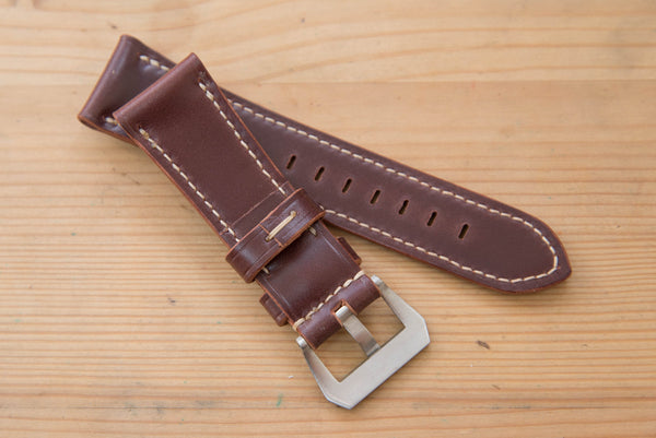 Burgundy Shell Cordovan Leather Standard Tapered Watch Strap for Panerai (22, 24 or 26 mm)