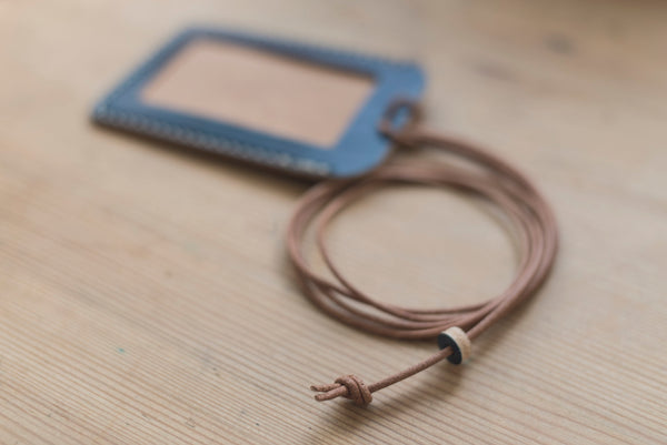 Navy Blue  Leather ID Card Holder (Tall)