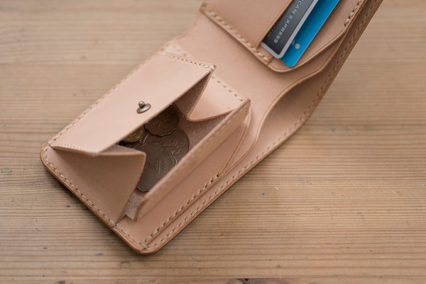 7 COLORS - 2-Slot, Coin Pocket Brown Shell Cordovan & Natural Two-tone Billfold Wallet