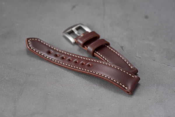 Burgundy Shell Cordovan Leather Tapered Basic Watch Strap (18, 20, 22 and 24 mm)