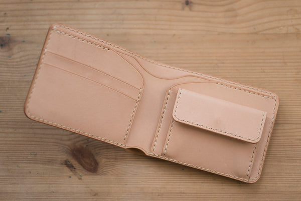 7 COLORS - 2-Slot, Coin Pocket Brown Shell Cordovan & Natural Two-tone Billfold Wallet