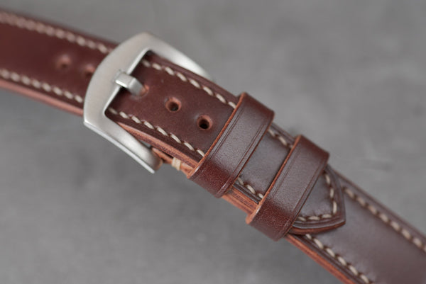 Burgundy Shell Cordovan Leather Tapered Basic Watch Strap (18, 20, 22 and 24 mm)