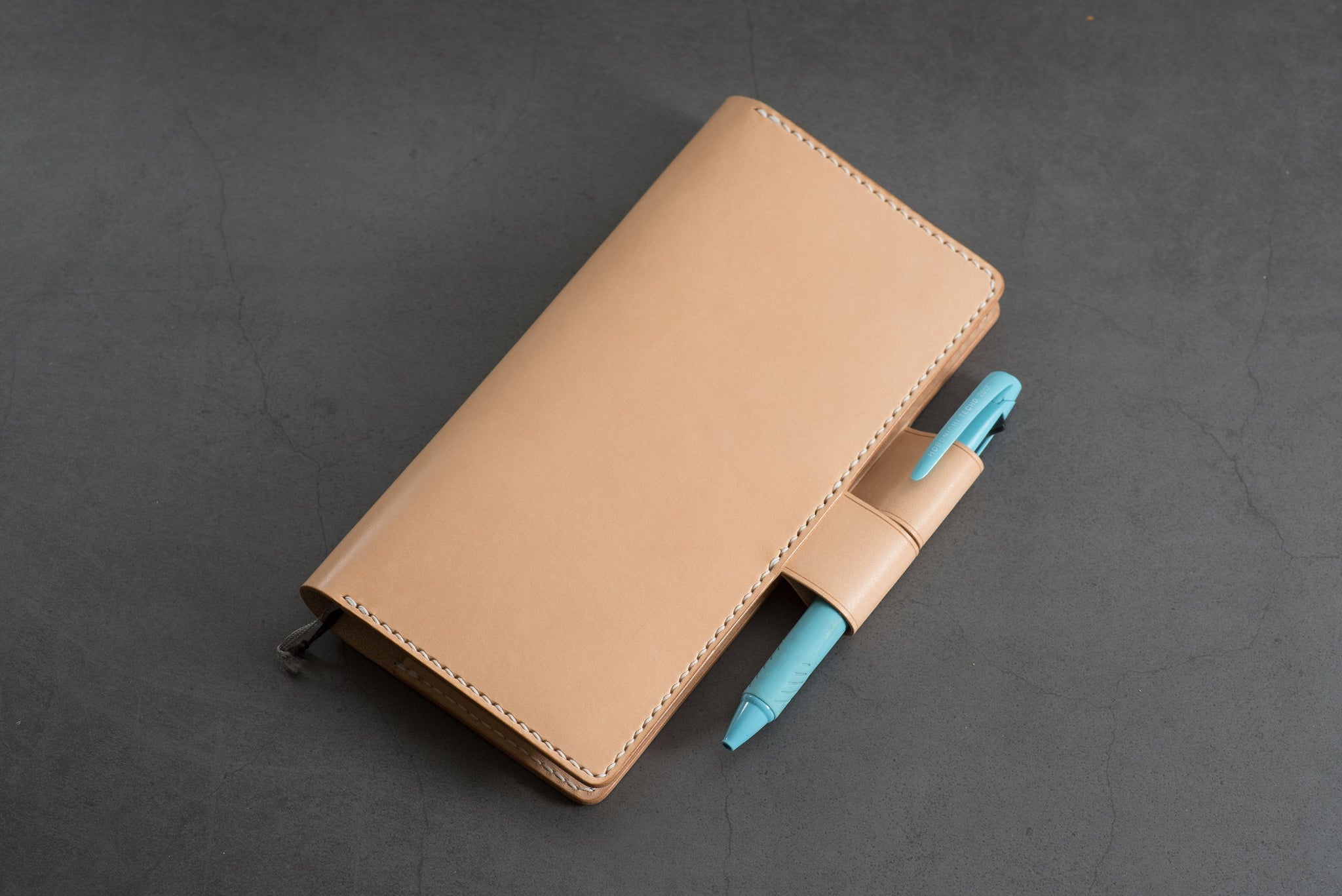 Natural Hobonichi Weeks Leather Cover with Interlocking Pen Loops