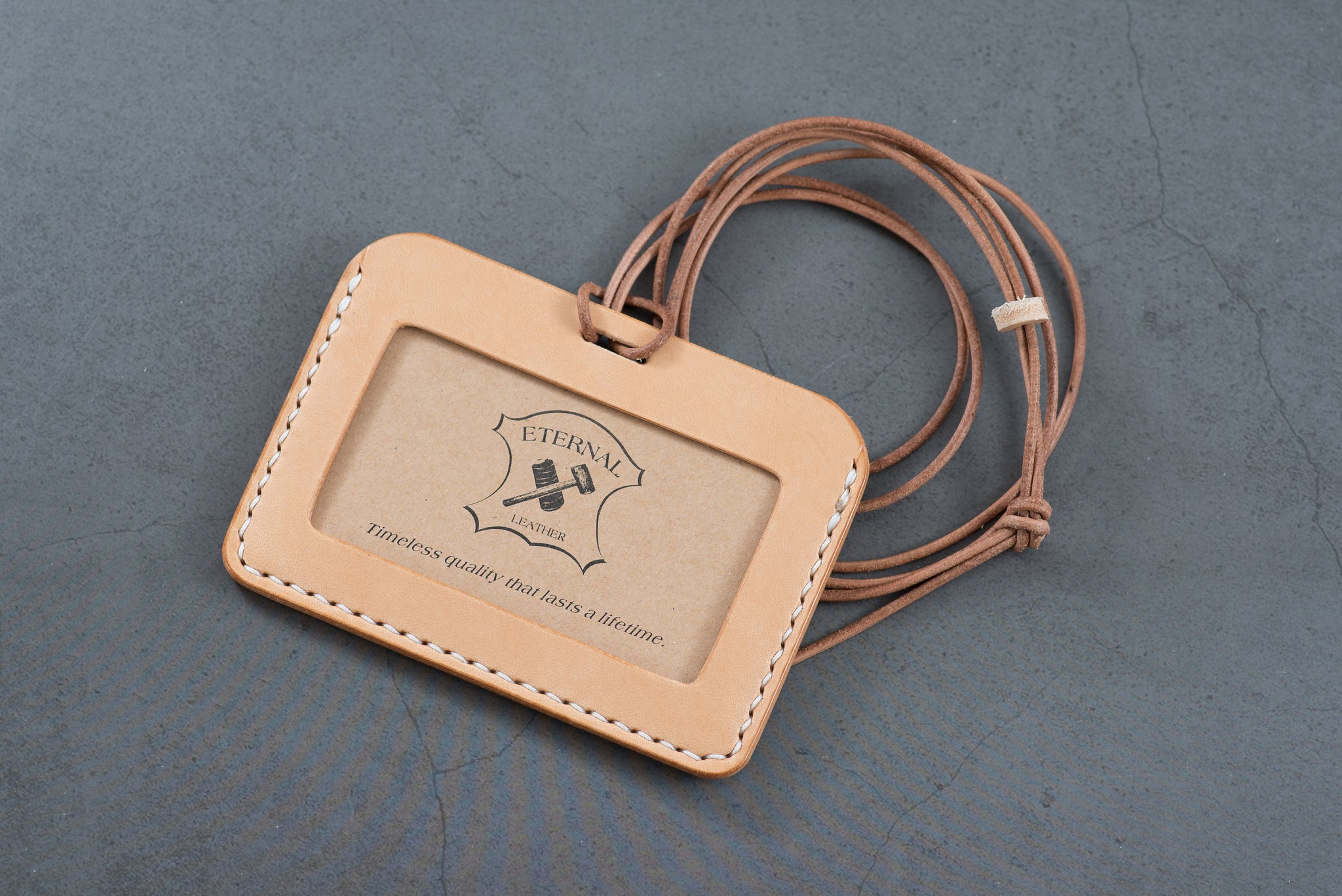 Natural Vegetable-tanned Leather ID Card Holder (Long)